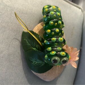 Green Glass Caterpillar Ornament